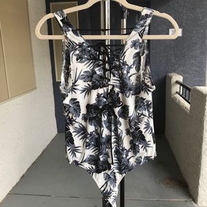 Floral Lace Up Bodysuit